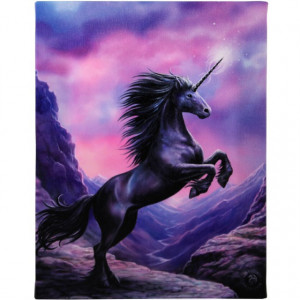 Tablou canvas, Black Unicorn, 19x25cm - Anne Stokes
