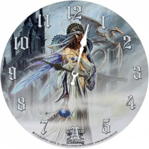 Ceas de perete din lemn dragon Mireasa Lunii - Alchemy 34cm