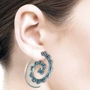 Cercei argint spirale Ornament dantelat