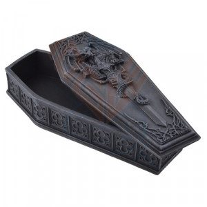 Cutie pentru bijuterii in forma de cosciug Sabia Dragonului 25cm
