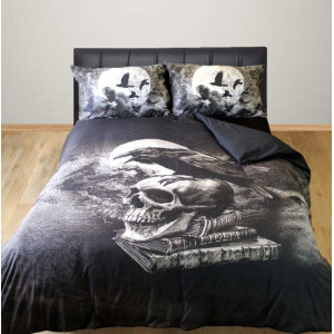 Set lenjerie de pat gotica din bumbac Alchemy - Corbul lui Poe 200x200 cm