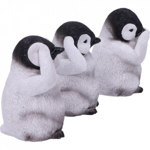 Set statuete Trei pinguini intelepti 9 cm