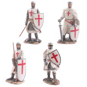 Statuetă cavaler medieval Cruciat Gata de Lupta 20 cm