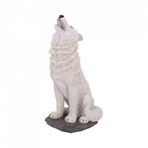Statueta lup alb Urlet in furtuna 41.5 cm