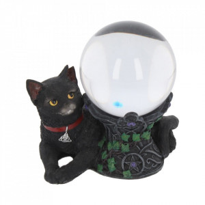 Statueta / Suport glob de cristal pisica neagra Cosmo 13 cm