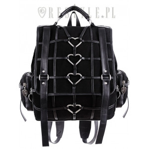 Black Gothic Bag, Harness Heart, square backpack HEAVY HEART BACKPACK