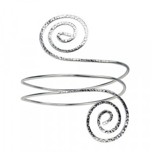 Bratara fixa bangle bronz placat cu argint Spirale