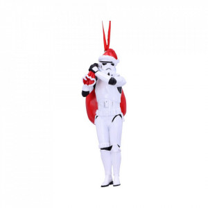 Decoratiune cu agatatoare licenta Star Wars - Stormtrooper Mos Craciun cu Sacul 13 cm