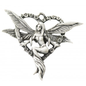 Pandantiv cu lantisor Inima de elf , placat cu argint,4.2 cm