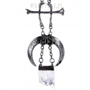 Pandantiv gotic cu cuart transparent Luna si Oase - argintiu