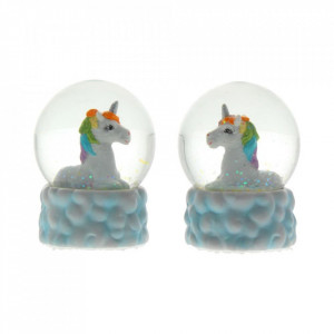Set 2 globuri de zapada unicorni Prietenii Curcubeului 9 cm