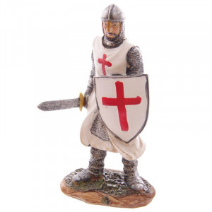 Statuetă cavaler medieval Cruciat Gata de Lupta 16 cm