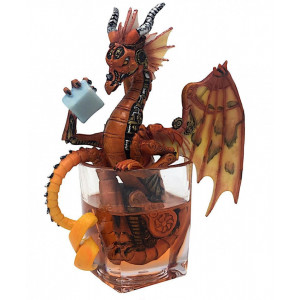 Statueta Dragonel Dragalas in pahar Stanley Morrison 18cm