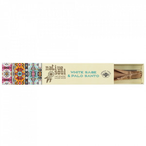 Betisoare de tamaie parfumate Native Soul - Salvie Alba si Palo Santo 23cm