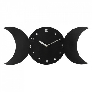 Ceas de perete negru Luna Tripla