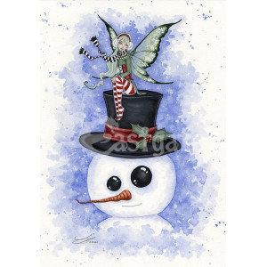 Felicitare Crăciun zana si om de zapada Frosty Friends Amy Brown