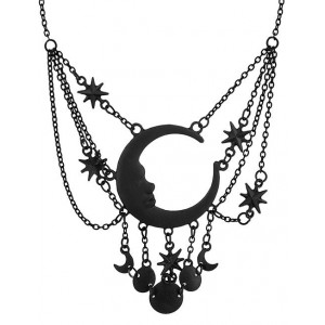 Pandantiv gotic luna cu stele Nopti fara Somn - negru