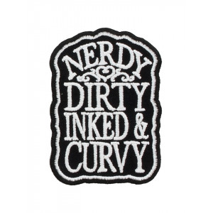 Petic textil decorativ / Patch brodat Nerdy, Dirty, Inked & Curvy