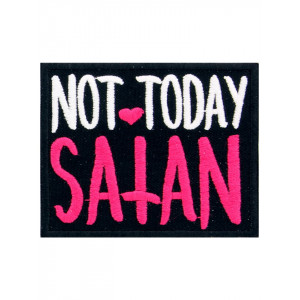 Petic textil decorativ / Patch brodat Not Today Satan