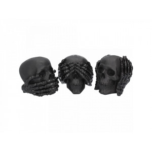 Set 3 statuete Trei cranii negre intelepte