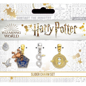 Set charmuri placate argint licenta Harry Potter Broscuta de ciocolată , Ochelari si Fulger si Clepsidra timpului