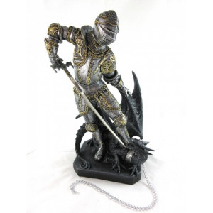 Statueta cavaler Medieval cu dragon 30 cm