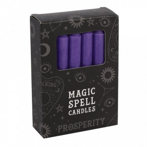Set 12 lumanari violet pentru ritualuri de prosperitate si putere