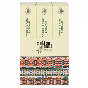 Betisoare de tamaie parfumate Native Soul - Salvie Alba si Cedru 23cm