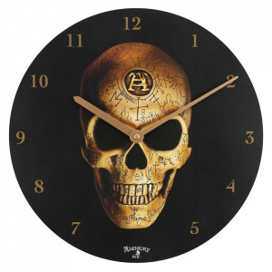 Ceas de perete din lemn Omega Skull