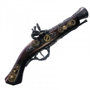 Pistol din lemn cu elemente metalice Steampunk