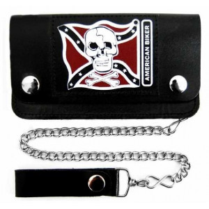 Portofel cu lant pt bikeri, piele naturala, American Biker 16x9 cm