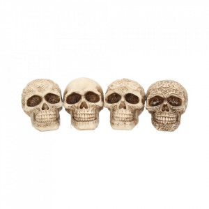 Set 4 statuete cu cranii Zambete sinistre 9.5 cm