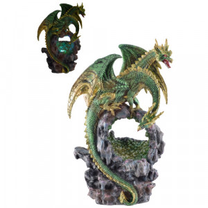 Statueta cu led Dragon cu doua capete 25cm