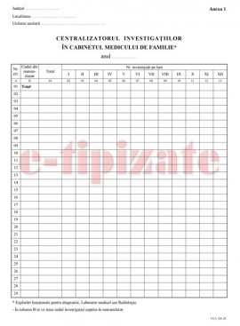 Centralizatorul investigatiilor in cabinetul medicului de familie 100 FILE