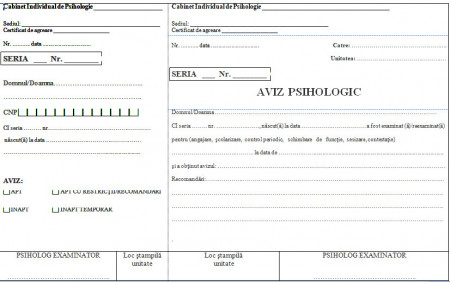 Aviz psihologic A5 autocopiativ -3 exemplare