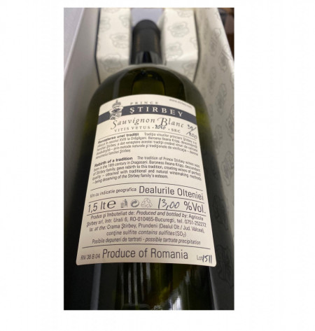 Vin alb Stirbey Sauvignon Blanc Vitis Vetus Magnum 1500 ml - 2010