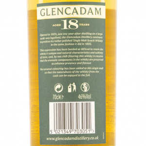 Glencadam 18 yo bottle back label