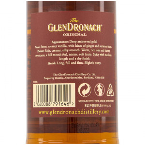Glendronach 12 yo Bottle back label