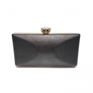 Clutch elegant cu inchidere tip floare, Tia accesorii, gri/metalic