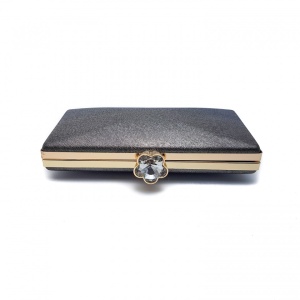Clutch elegant cu inchidere tip floare, Tia accesorii, gri/metalic