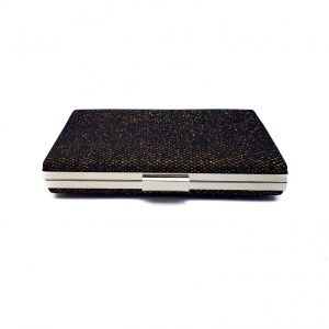 Clutch dreptunghiular cu insertii lurex, Tia accesorii, negru/auriu