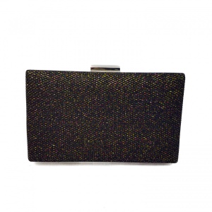 Clutch dreptunghiular cu insertii lurex, Tia accesorii, negru/auriu