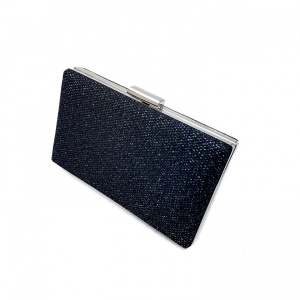 Clutch dreptunghiular cu insertii lurex, Tia accesorii, negru/turcoaz