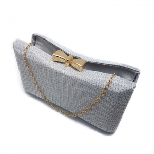 Clutch glitter, Tia accesorii, Alb/Argintiu