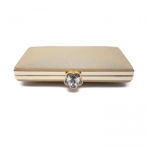 Clutch elegant, Tia accesorii, cu inchidere tip floare, auriu