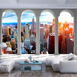 Fototapet 3D orase- Pillars and New York