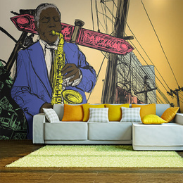 Fototapet - Saxophonist in New York
