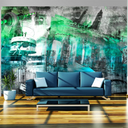 Fototapet - Berlin - collage (green)