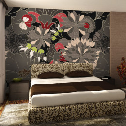 Fototapet - floral design - gray