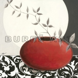 Tablou decorativ ''Natura statica in alb, negru si rosu'' inramat